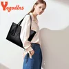 Yogodlns Fi Black Tote Sac pour femmes Pu Leather Sac à épaule de grande capacité Sac Handle Simple Color Color Handbag Shop L2GX #