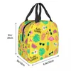 Storage Bags Flamingos And Palm Leaves Insulated Lunch Box For Women Tropical Pineapple Pattern Cooler Thermal Bag Food Picnic Tote