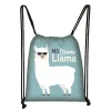 Kawaii Carto Animal Llama alpaca Sac à cordon de crampons Sac de rangement Sac à bandoulière Daypack pour les sacs à dos décontractés de voyage T0se #