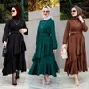 Ubranie etniczne muzułmańskie kobiety na Bliskim Wschodzie szata Turkish Długie sukienki podwójnie marszone gorset moda moda zwykły stały kolor
