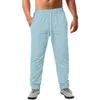 Nouveaux hommes pantalon décontracté rayé imprimé Long cordon taille élastique pantalon droit ample avec poches été Streetwear