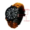 Survival Outdoor wielofunkcyjny Camping Survival Watch Zegarek z światłem LED 550IBS Paracord Compass Whistlel Reflector