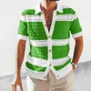 Camicie lavorate a maglia da uomo casual Primavera Estate Manica corta allentata con bottoni Risvolto Cardigan in maglia Abbigliamento uomo Camicia a righe vintage 240321