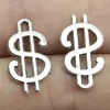 Halsband 200st 21x12mm US Dollar Sign Charms Wholesale Antique Sier Color Pendant Charms grossist smycken tillbehör