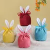 Colore solido Veet Borse con coulisse Creativo Bunny Rabbit Ear Contenitore di caramelle Gioielli Dert Borse per imballaggio regalo per la decorazione di Pasqua U91o #