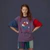 Harajuku, оригинальная нишевая свободная женская футболка, летняя хлопковая женская футболка, топы, винтажные цветные блоки, с короткими рукавами, 240328