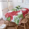 Tabela pano rosa flores gerânio retângulo toalha de mesa feriado decoração reutilizável à prova d 'água tampas de mesa cozinha decoração de mesa de jantar y240401
