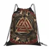 Valknut Symbol V-Viking Age Borse con coulisse fresche Sport Unisex Immagazzinaggio impermeabile Organizzare Bundle Pocket Rope Bag A5JT #