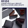 genuine Cowhide Leather Men Short Wallet RFID Blocking Card Holder Coin Pocket Purse Best Gift for Boyfriend Husband Father 27Ug#