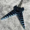 Guitare électrique OEM chinois V Flying V Style Metal Blue Color Duplex Tremolo System Zakk Wylde Guitar Audio 369