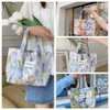 Tulpe Blumen -Leinwand Einkaufstasche Ölmalerei Japanischer Stil wiederverwendbarer Ladenbeutel Mehrere Ins Style Tulp Handtasche Shop E2K1#