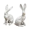 2個の庭の装飾ウサギの彫像家の装飾工芸品の田舎のデスクトップ飾り屋外のオフィスランドスケープの装飾品屋外ベッドルーム240322