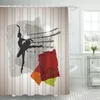 Duschgardiner musikaliska anteckningar balettdansar gardin elegant klassisk tryckt polyester tyg vattentätt badrum med krokar