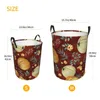 Laundry Bags Dirty Basket Autumn Pumpkins With Sunflowers Maroon Folding Clothing Storage Bucket Toy Home Waterproof Organizer