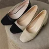 Chaussures habillées couleurs mélangées pour femmes orteils carrés dames lignes de couture femme peu profonde Zapatos Mujer cuir churry talons hauts pompes féminines