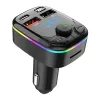 Car Bluetooth 5.0 FM TRANSTER PD TYPE-C DIBLE USB FAST AMBIENT LIGHT MODulator 3.1a Chargeur de lecteur coloré Handsfree mp3 N4M1