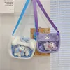 Cartoon Kuromi Bag med söta plyschdockleksaker fyllda kawaii plyschväskor Cinnamoroll melodi kuromi crossbody väska tecknad transparent plysch handväska 242