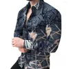 Chemises décontractées pour hommes Printemps 3D Imprimé Motif à carreaux Floral Hommes Chemise à manches longues Revers avec bouton Y2K Mode Slim Vêtements