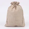 50 pz / lotto 7x9 10x14 13x18 15x20 17x23cm Sacchetti di lino con coulisse in iuta naturale per sacchetti di imballaggio per sacchetti regalo per feste Aggiungi logo G6dZ #