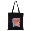 Fransız Bulldog Canvas Black Shop Tote Çanta Yeniden Kullanılabilir Omuz Bezi Kitap Çanta Hediye Çantası H86L#