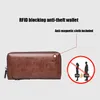 men's Lg Zipper Wallet High Quality Pu Leather Wallet for Men RFID Blocking Busin Clutch Bag Credit Card Holder Purse Man C5T2#