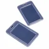 2 pezzi semplice trasparente 11 * 7 cm Porta carte di nome in plastica con coperchio per carte di credito T8dr #