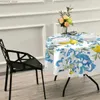 Table Cloth Sicilian Style White Flowers of Lemon Tablecloth Round 60 Waterproof Table Cover for Outdoor Wedding Party Dining Room Decor Y240401