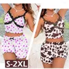 Home Clothing 2 Pieces Set Women'S Pajama Shorts Suit Homewear Print Underwear Pijama Sexy Lingerie Camisoles Tanks Nighty Ladies Sleepwear