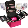 Almacenamiento profesional de bolsas de maquillaje de múltiples capas, belleza de bordado de uñas y maquillaje de herramientas multifuncio H0SX#