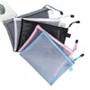 Transparent synlig Nyl Mesh Bag Makeup Cosmetic Storage Bag School Office File Zipper Bag Student Pencil Test Paper Organizer E3V1#