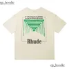 Men's T-shirts Men Women Vintage Heavy Fabric RHUDE BOX PERSPECTIVE Tee Slightly Loose Tops Multicolor Logo Nice Washed 5230