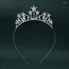 Hårtillbehör Födelsedag Rhinestone Star Crown pannband Kvinnor Girl Alloy Thin Party Decoration