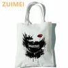 sac japonais anime Tokyo Ghoul mignon sacs sacs harajuku gothic toile noire sac horreur de grande capacité