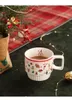 Muggar 350 ml handmålade söta tecknade djur randiga keramiska hushåll delikat bred munvattenmugg julklapp kaffekoppar