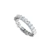 Klasyczna drobna biżuteria Sterling Sier Full Princess Cut White Topaz CZ Diamond Stones Eternity Square Party Women Wedding Pierścień