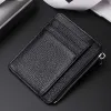 Homme Sacs à main Ultra-mince Zipper Mini Busin Banque Carte de crédit Portefeuille Noir Femmes Petites cartes de monnaie Couverture Sacs de titulaire de carte C5YH #