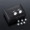 Boutons de manchette pour hommes Set cuivre métal homme chemise bouton de manchette boîte de luxe hommes boutons de manchette et clous ensemble bijoux cadeaux pince à cravate affaires 240320