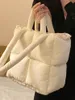 women Diamd Block Tote Bag Puff Soft Cott Filled Pillow Bags for Ladies Versatile Zipper One Shoulder Underarm Bags Female A3ar#