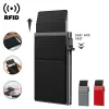 RFID Smart Credit Card Holder Wallet Metal Thin Slim Men Kvinnor Plånböcker Pop Up Minimalist Wallet Black Metal Bank Cardholder Case H435#