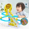 Electric Rail Racing Track Small Duck Climbing Stairs Toy Music Duck Roller Coaster Toy DIY Racing Track Toy for Boys Girls Gift