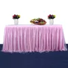 Jupe de Table en Tulle rose, décoration de fête d'anniversaire et de mariage, vaisselle de table à 3 niveaux, décor de nappe