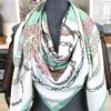130*130 см люксовый бренд саржевый шелковый шарф женский бандана квадратный шарф дизайн цветочный платок шарфы женские модные шали Echarpe 240323