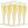 Engångskoppar sugrör 5st 4,5 oz/135 ml plast champagne flöjter bägare klara cocktail röda vinglas bröllop parti kopp leveranser