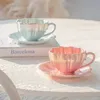 Petal Ceramic Cup Creative Simple Coffee Saucer Office Afternoon Tea Highend Drinkware Kitchen Accessories 240328