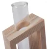 Vases de tube à essai en verre en vitre en cristal 20x dans des pots de fleurs de support en bois pour plantes hydroponiques décoration de jardin à la maison