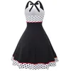 Casual Dresses Halter Polka Dot Women Party Dress 2024 50s 60s Retro Vintage Woman kläder Elegant ärmlös pinup rockabilly mantel