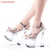 Chaussures habillées LAIJIANJINXIA modèles scène 18cm super haut talon plate-forme en cristal talons de bobine 7 pouces bureau dame femme sandales pour femmes