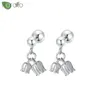 Stud Earrings 925 Sterling Silver Needle Elegant Colour Bell Orchid Pendant Small For Women Fashion Jewelry Gift