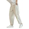 Pantaloni maschili 2024 coulistica elastica elastico pantalone di lino di cotone maschio Sport Sports dritti