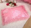 4/6/8 pièces rouge rose dentelle princesse ensemble de literie de luxe filles ensemble de lit de mariage housse de couette draps reine roi taille Design 240322